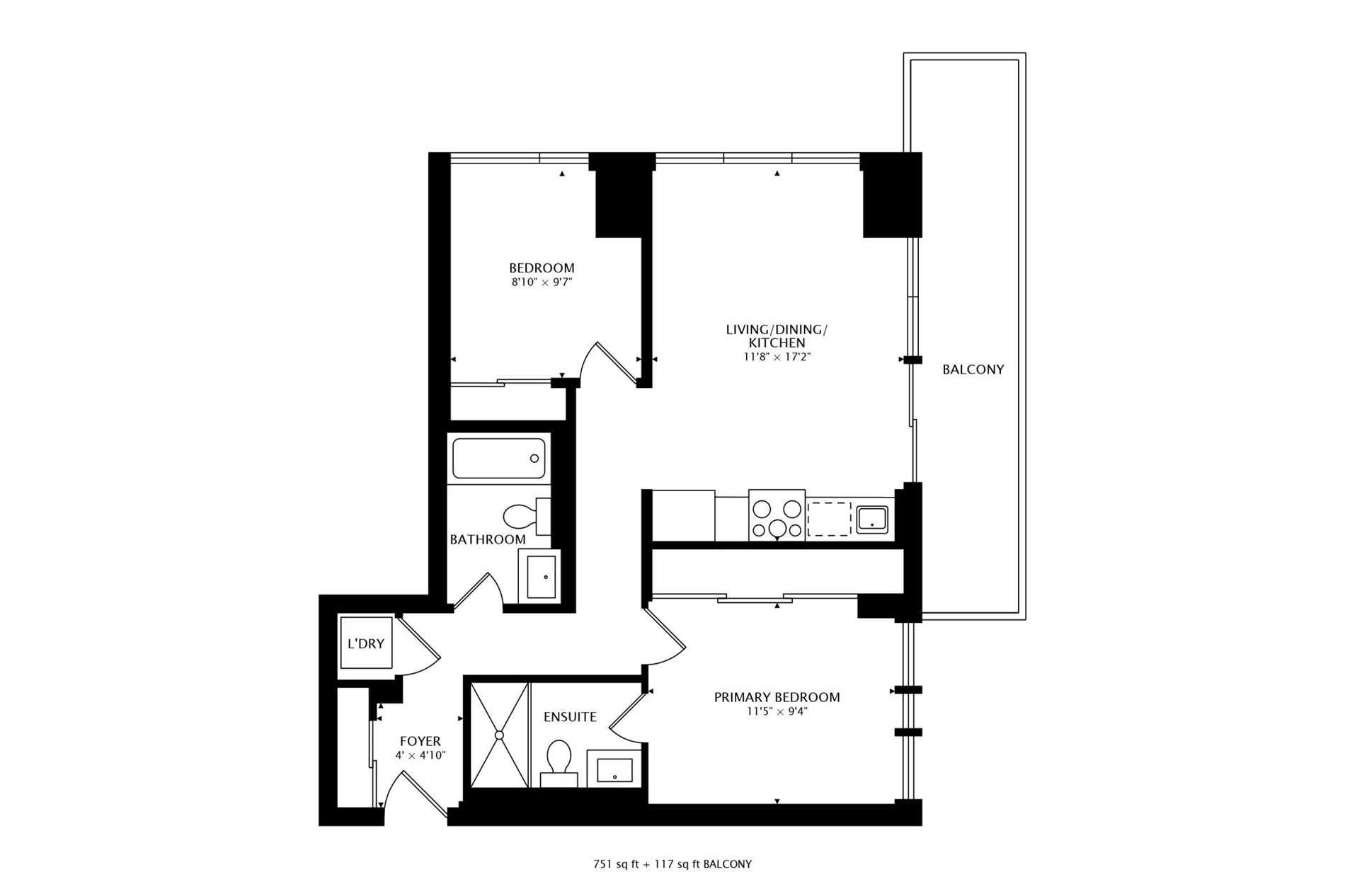 Floor plan — Unit 304, 50 Wellesley St E
